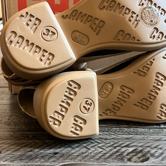 Camper Thelma Tan Sandals with Chunky Heel and Ankle Strap brown sz 37 - Picture 10 of 11